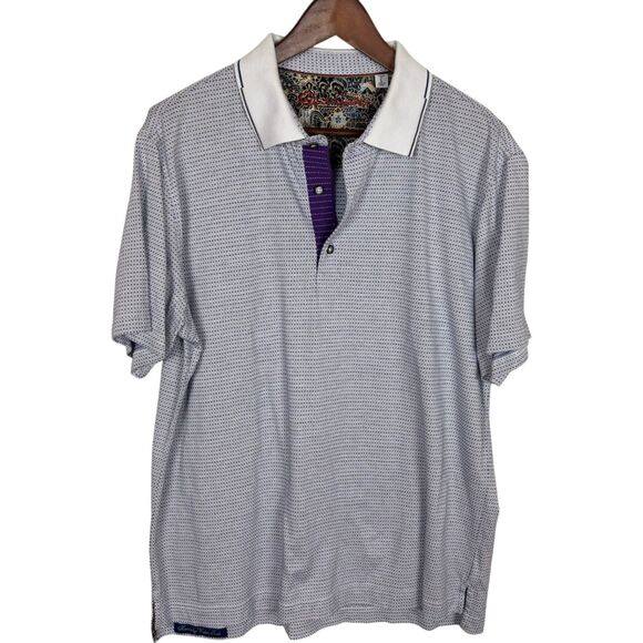 Robert Graham Purple Blue Short Sleeve Polo Men’s Large - Picture 1 of 4